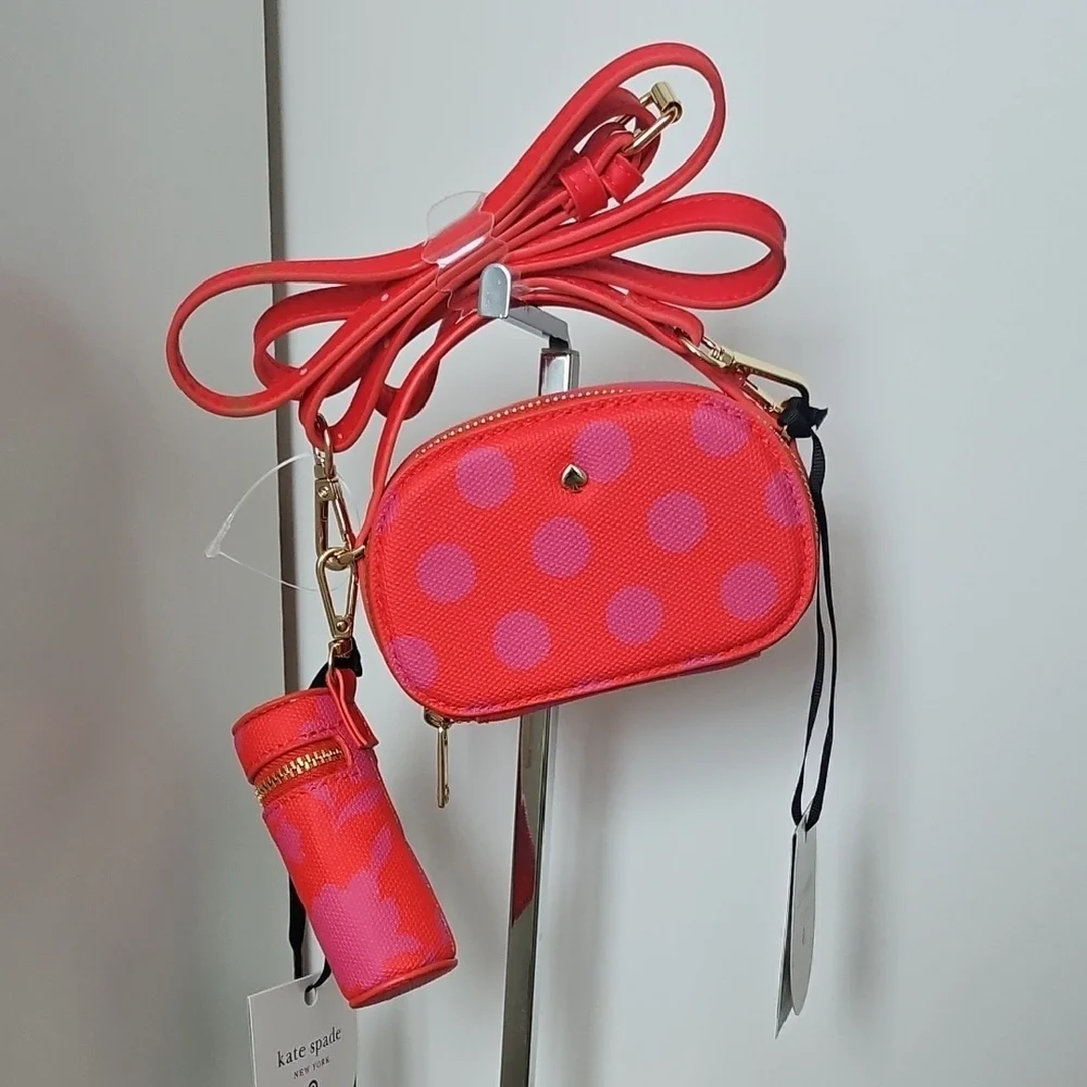 kate spade Neon Pink Polka Dot Crossbody with Lipstick Holder - Picture 4 of 5